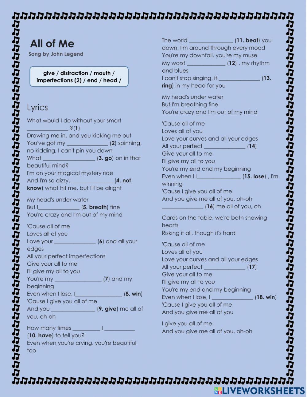 Song all of me 7071556 tania urena live worksheets