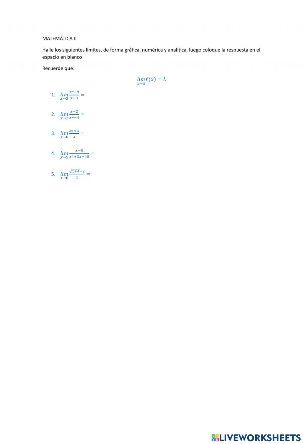 Ejercicio de límites
