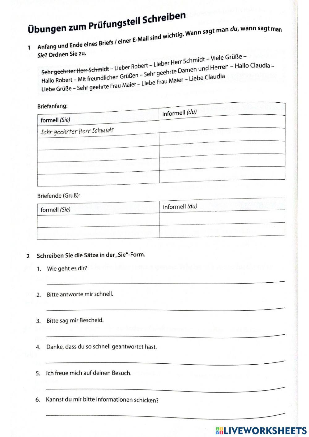 Deutsch schreiben üben a2