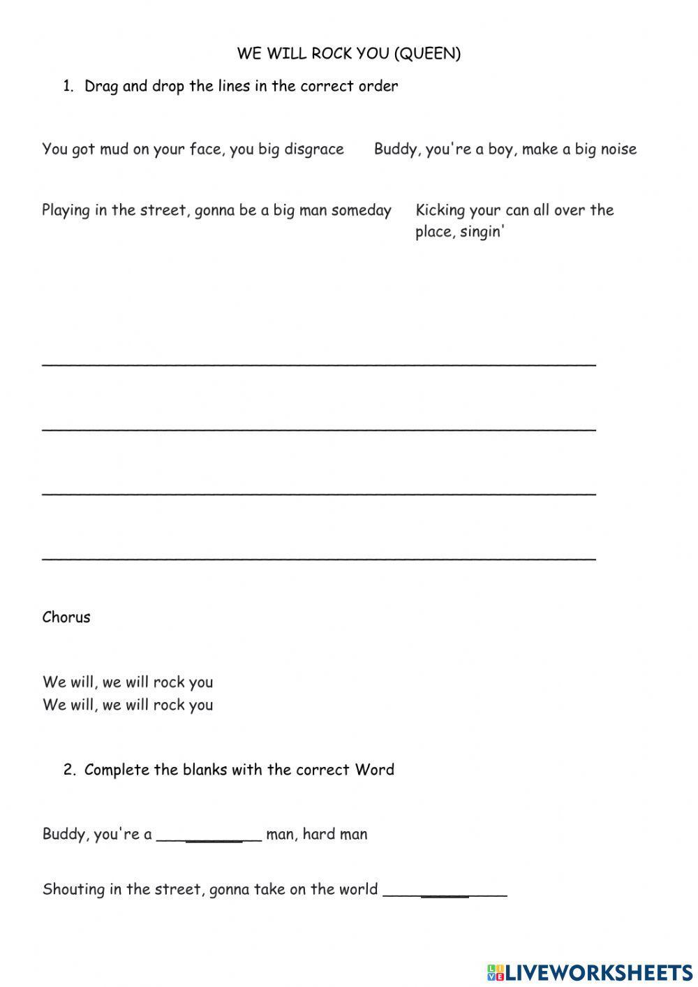 We will rock you (song activity) Natalia E Bosaz