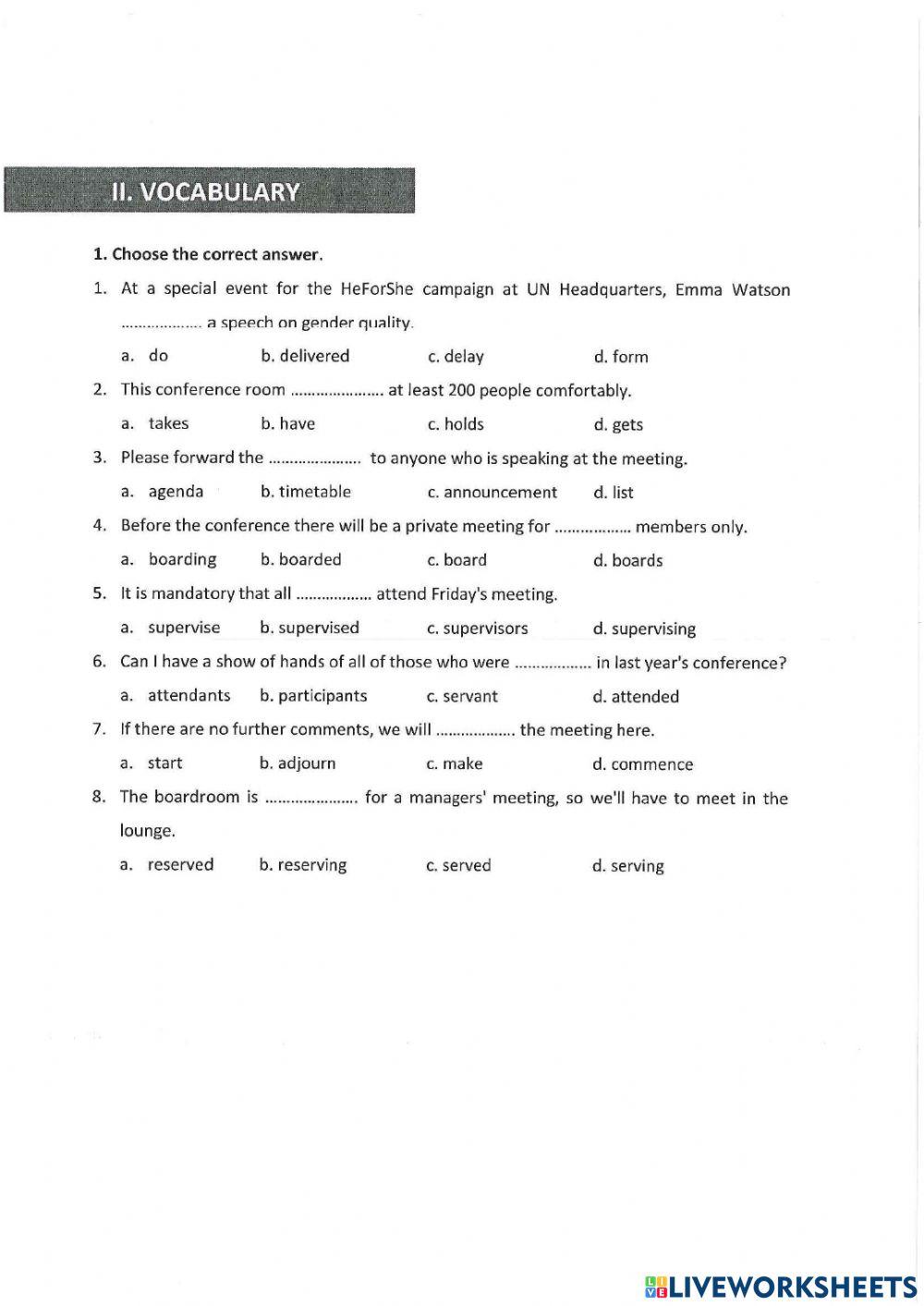 Unit 15 -MEETING AND CONFERENCE
