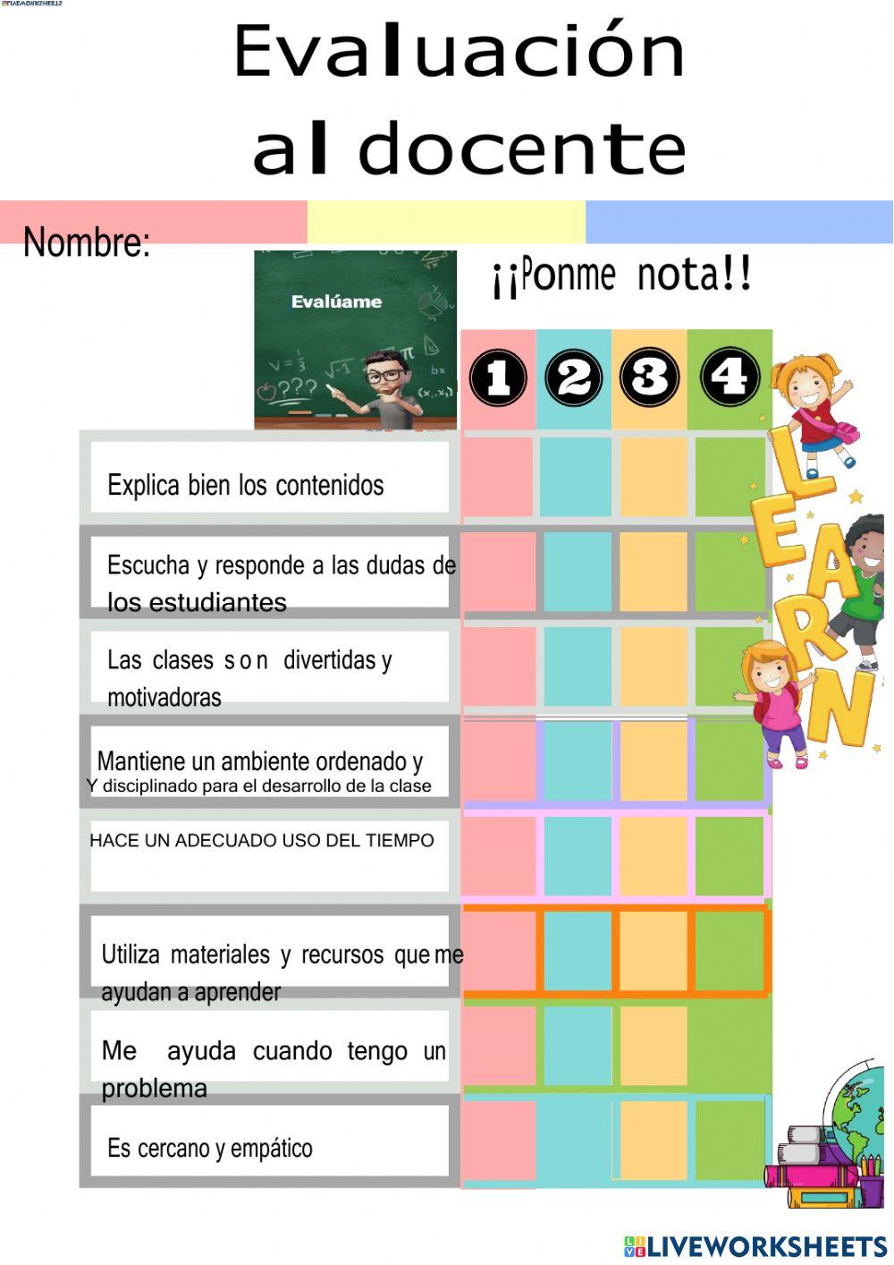 Evaluación al profesor