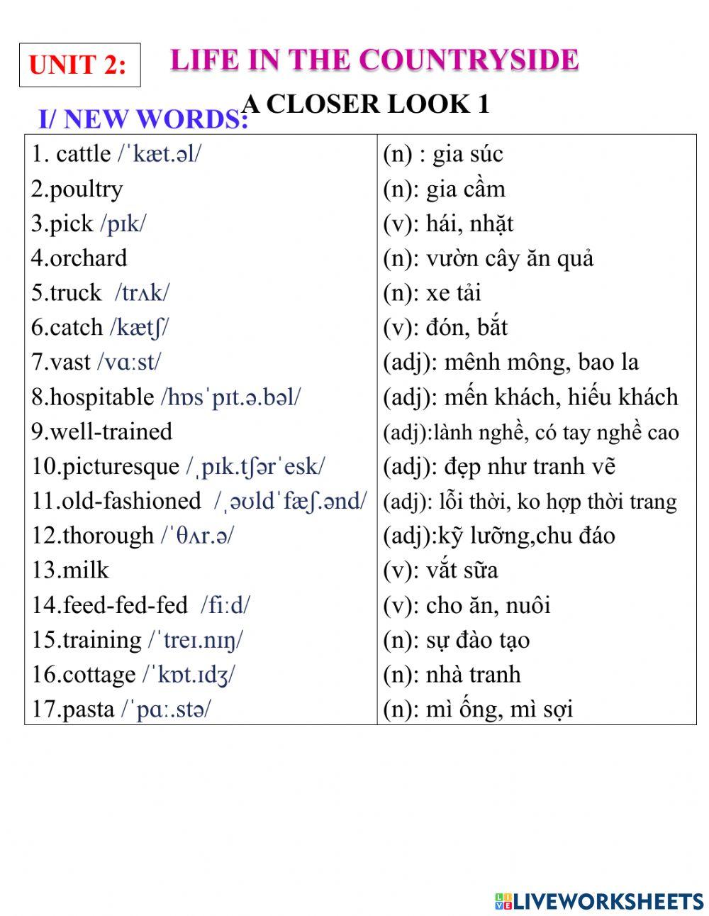 English 8- unit 1- a closer look 1