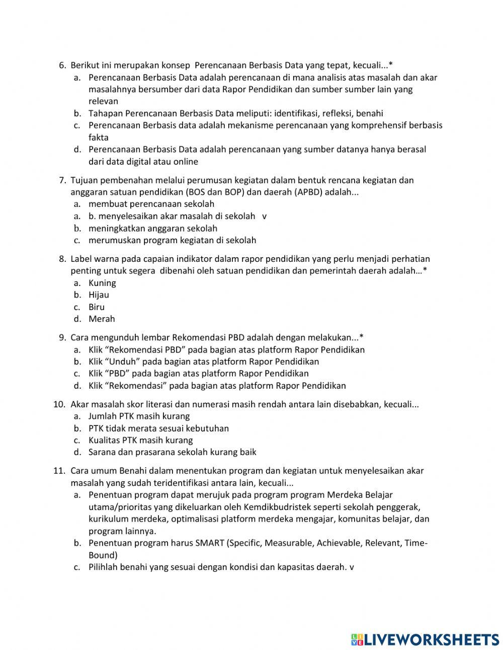 Soal pretes platform sds worksheet Live Worksheets