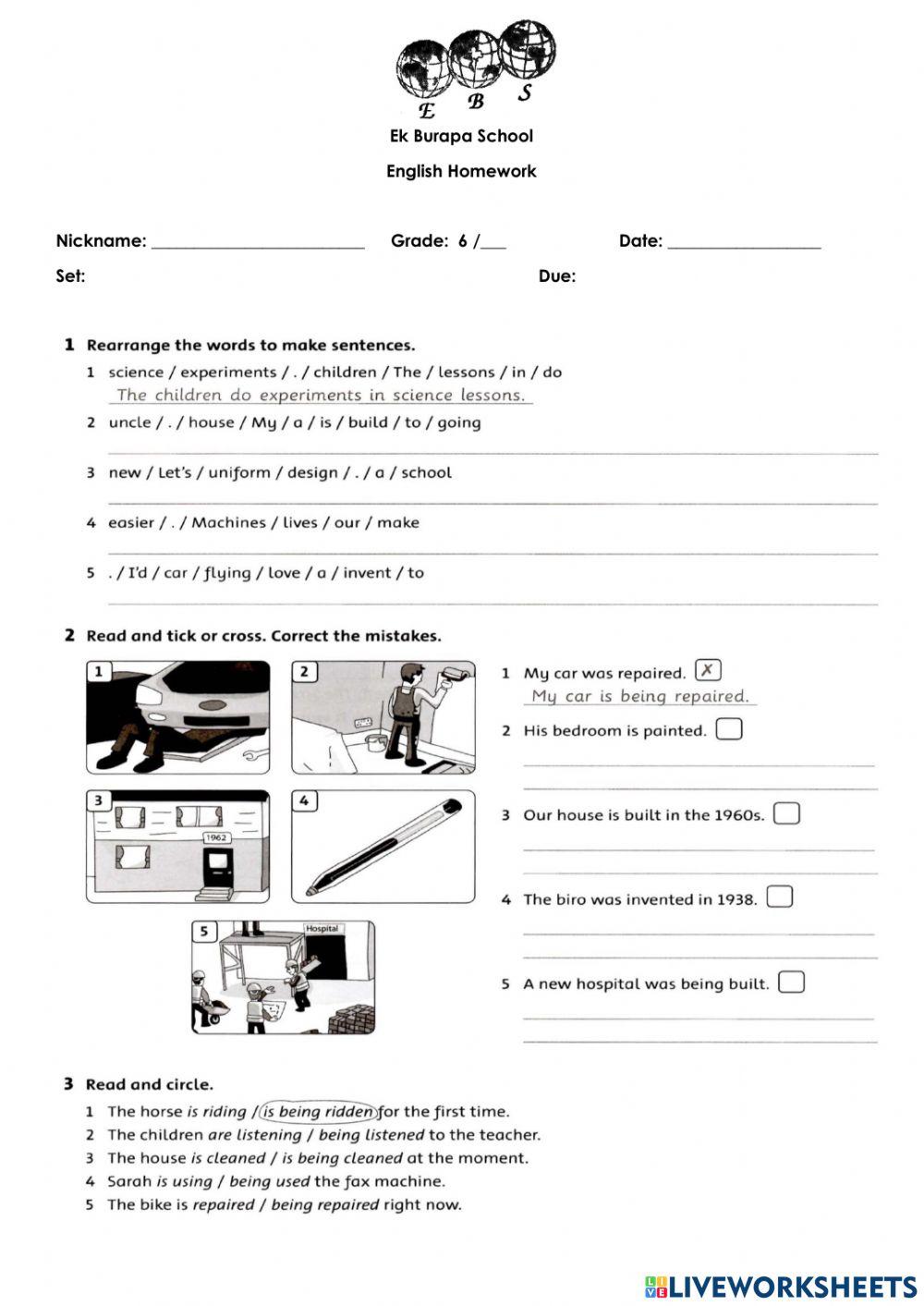 Grade 6 English Homework week 9