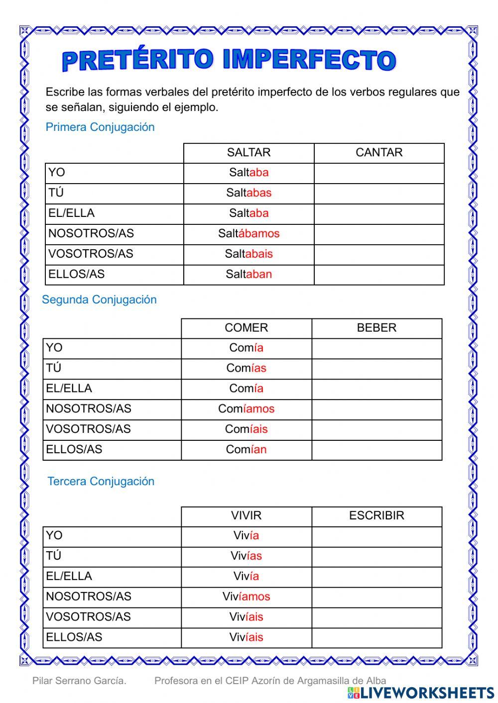 Pretérito imperfecto Lengua Castellana worksheet Live Worksheets