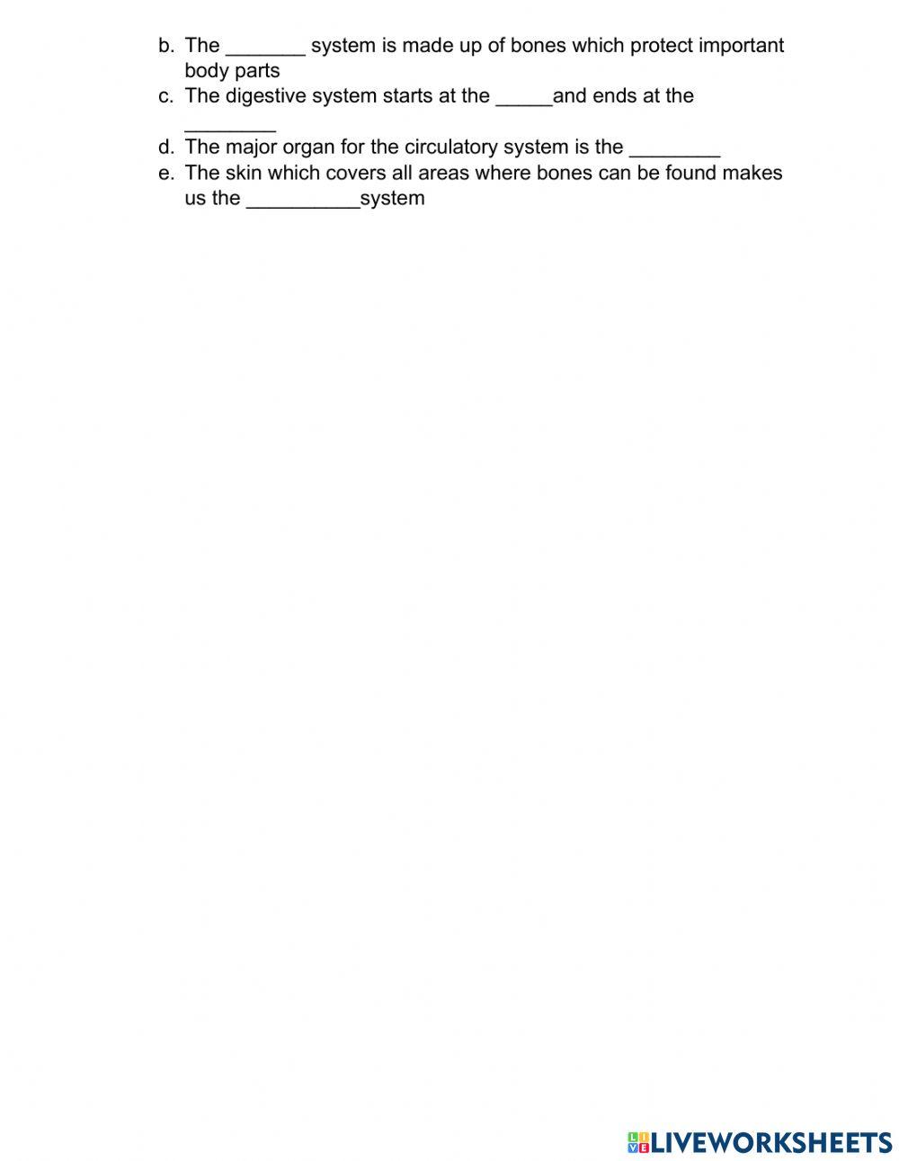 Body system and  Nutrition