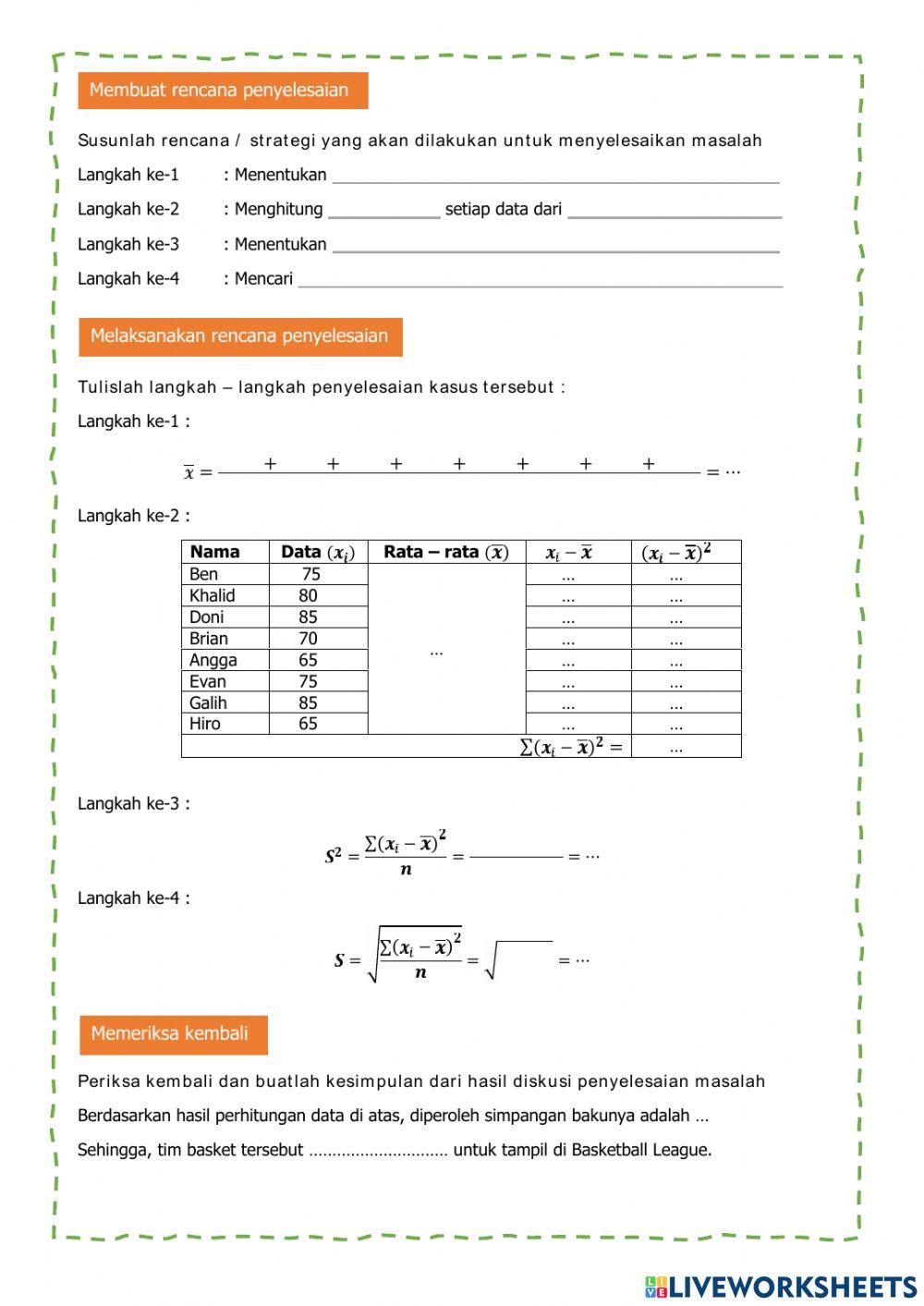 LKPD Ukuran Penyebaran Data (Simpangan)