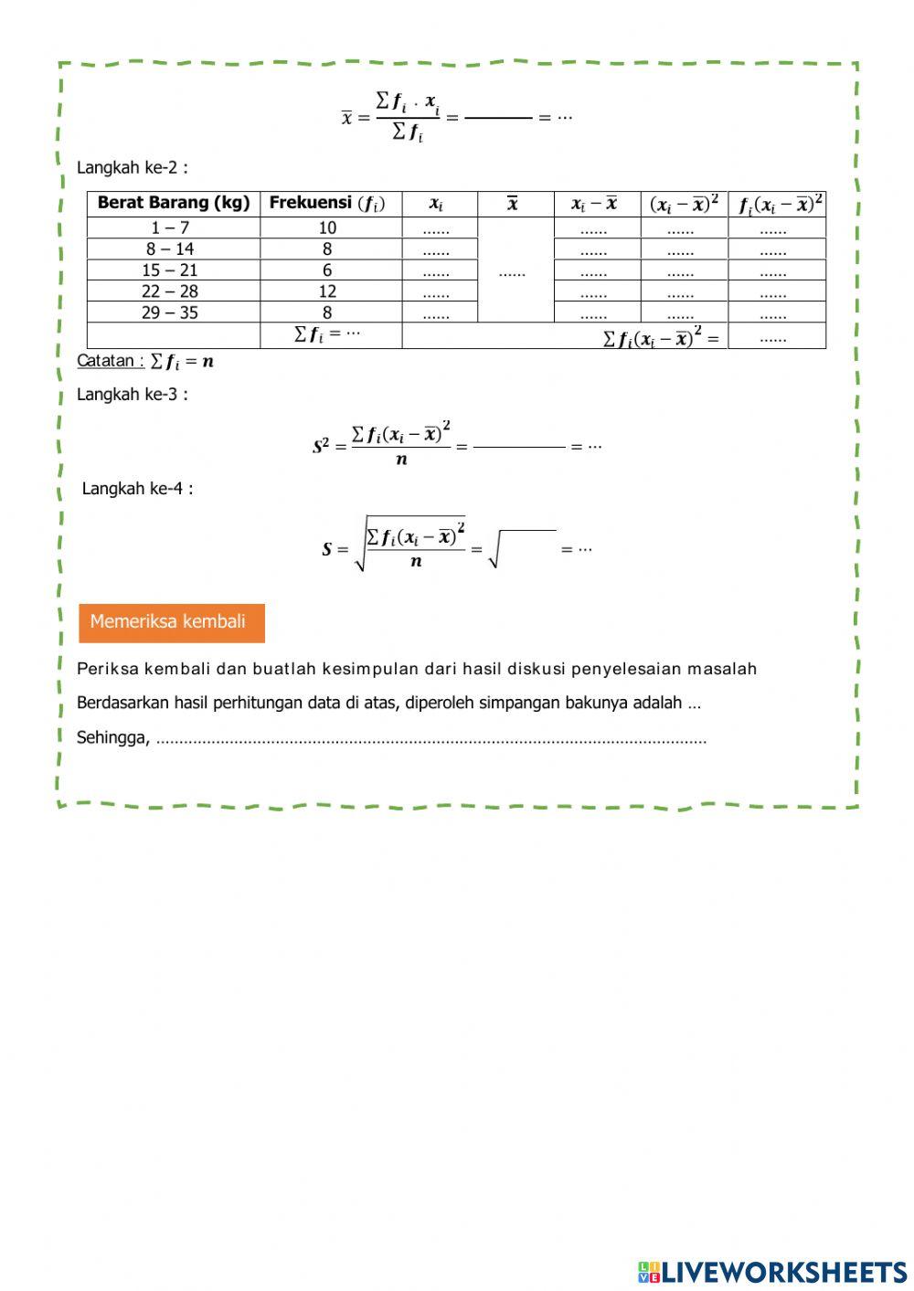 LKPD Ukuran Penyebaran Data (Simpangan)