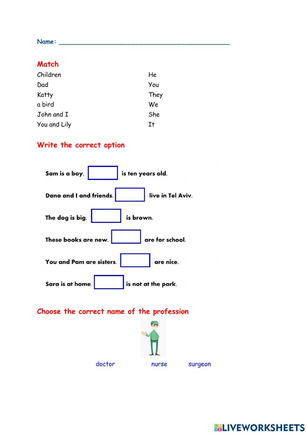 Quiz - professions - personal pronouns