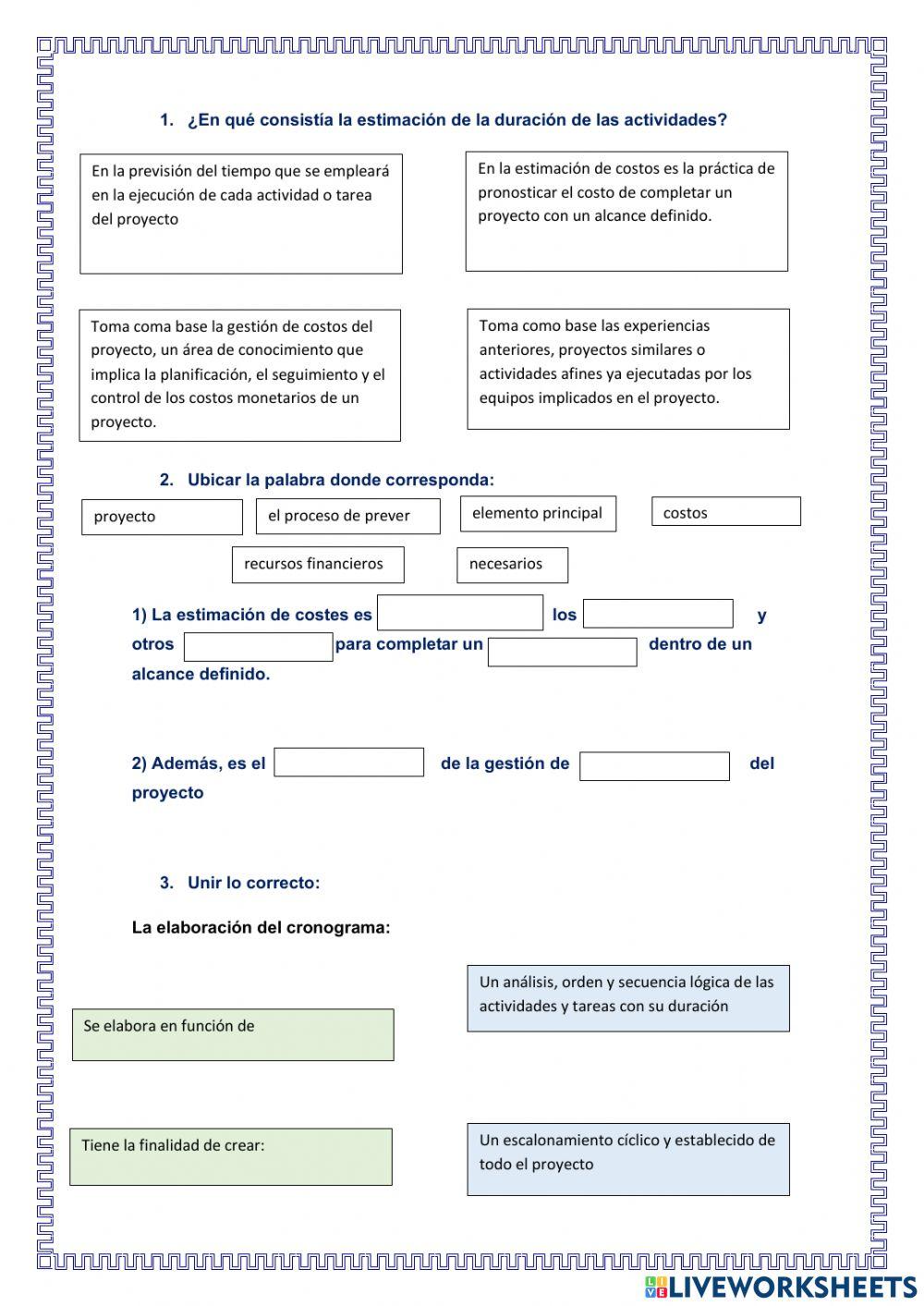 Indicadores de comportamiento de un plan de control y evaluación del proyecto educativo.