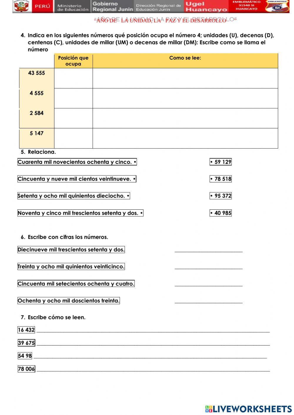 Lectura y escritura de números