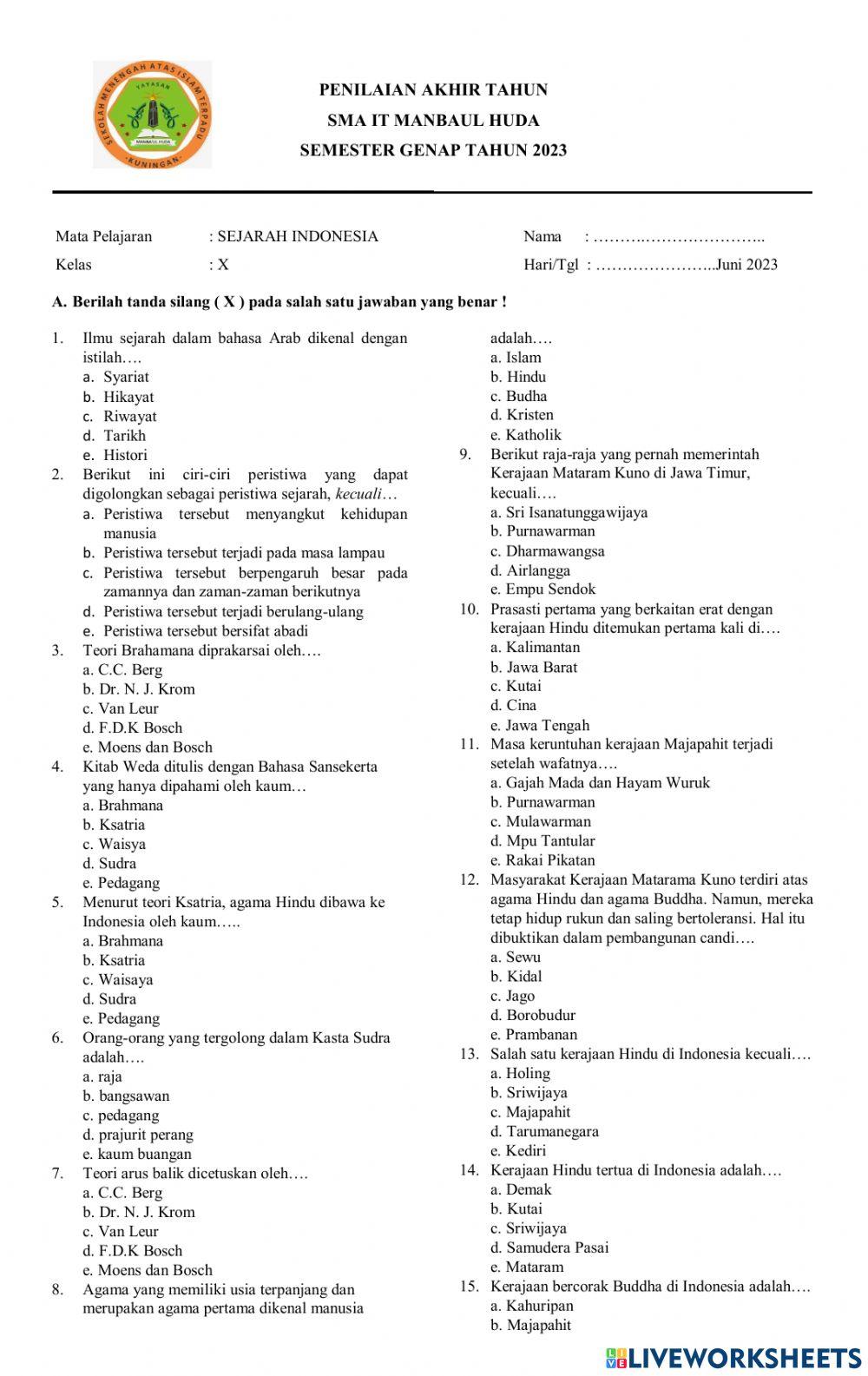 Sejarah indonesia - X-IX