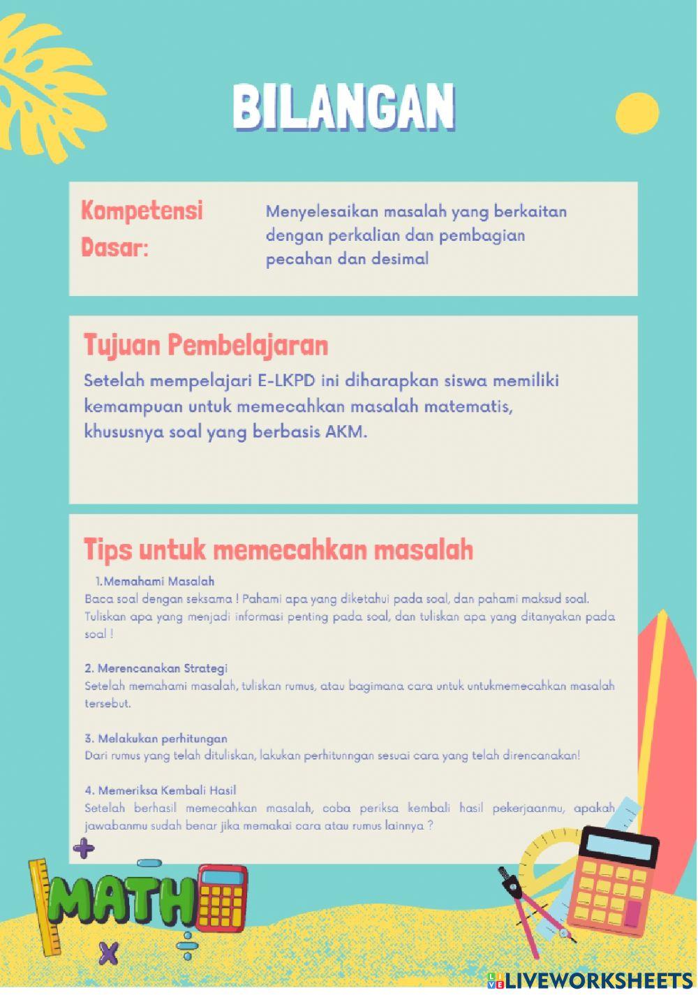 Contoh soal pemecahan masalah berorientasi soal akm. materi : bilanngan
