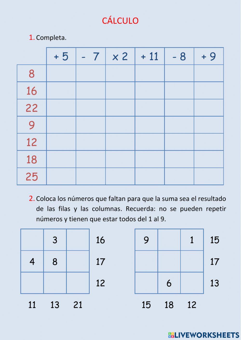 Cálculo y operaciones