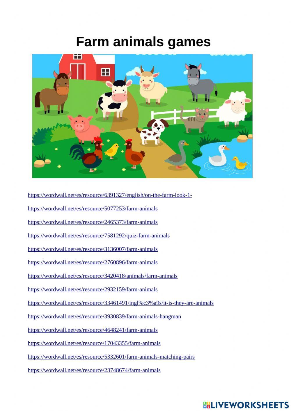 Farm aminals games. online exercise for