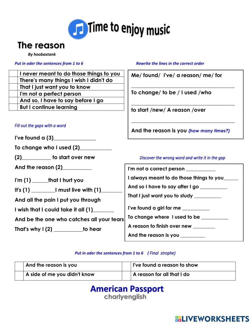 Song the reason. Charlyenglish