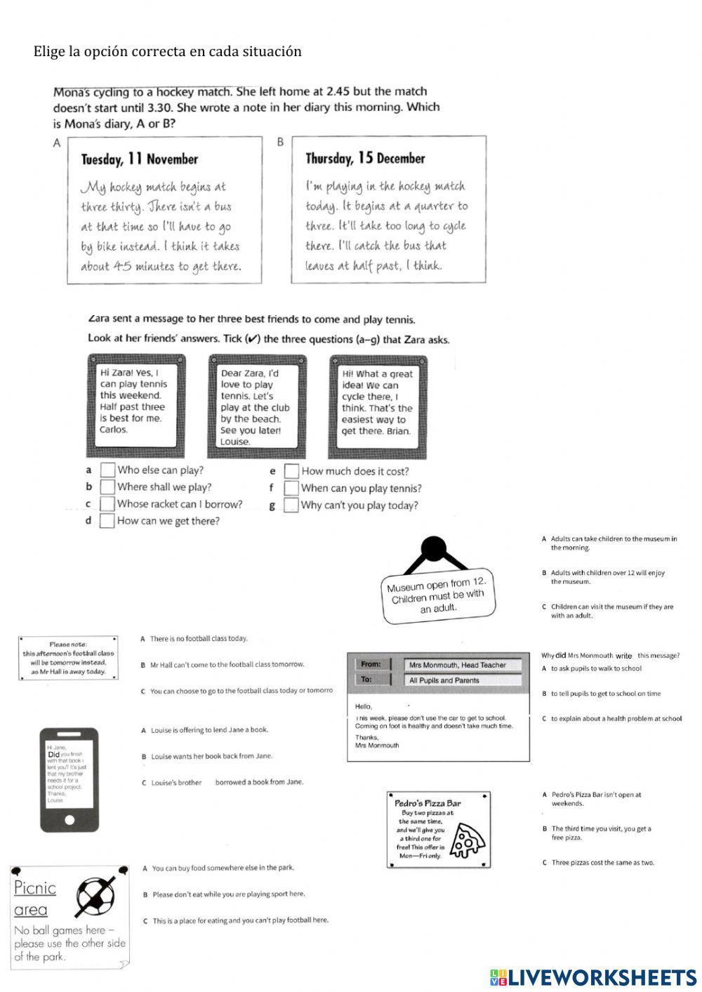 Reading comprehension