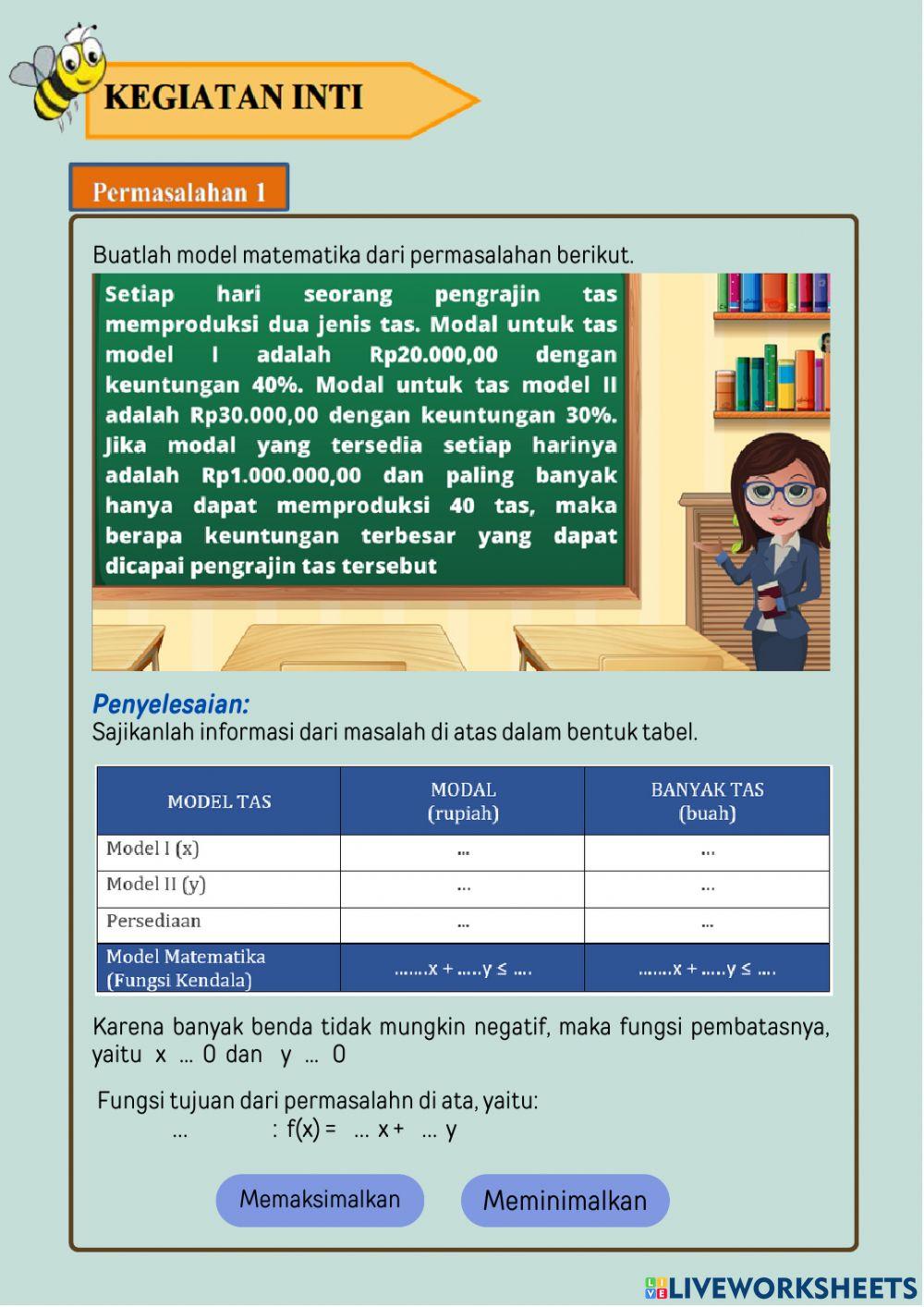 Model Matematika Program Linear