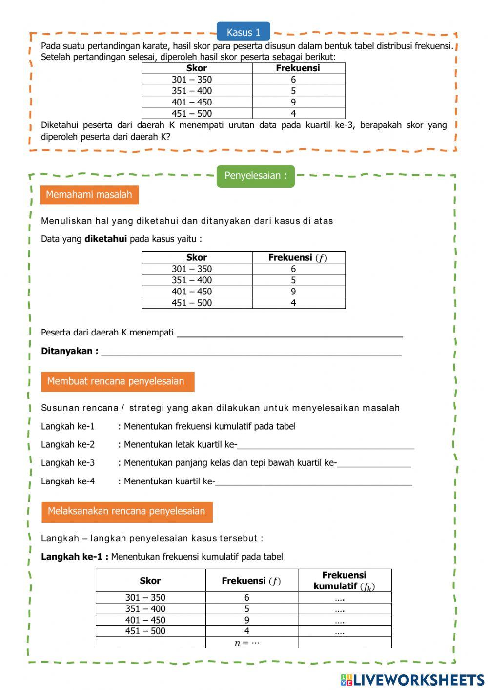 LKPD Ukuran Penyebaran Data (Kuartil)