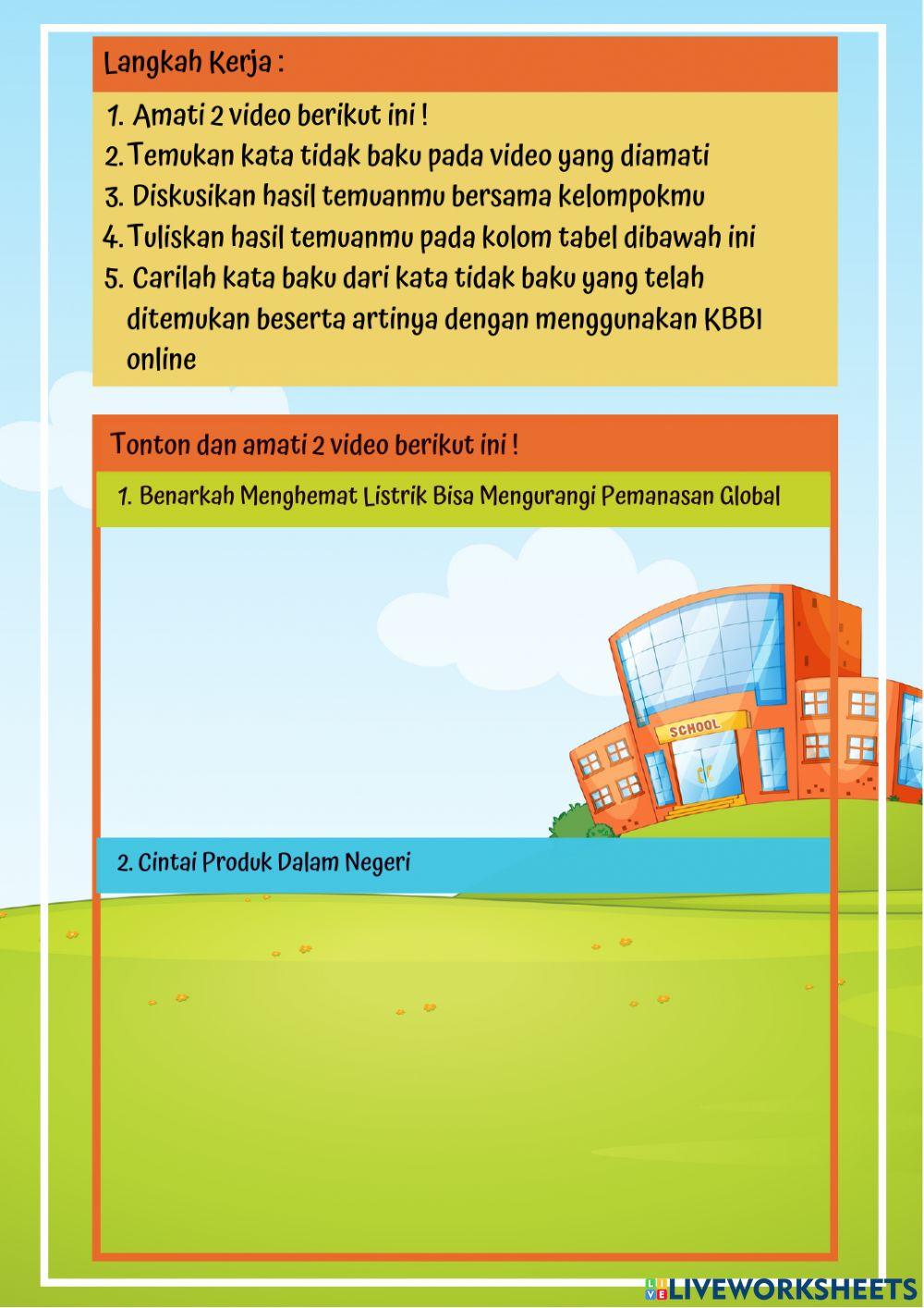 Kata baku dan tidak baku