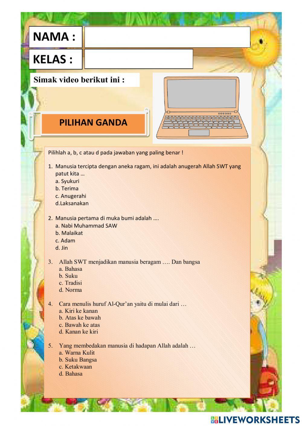 LKPD Memahami Pesan Pokok Q.S Al-Hujurat:13