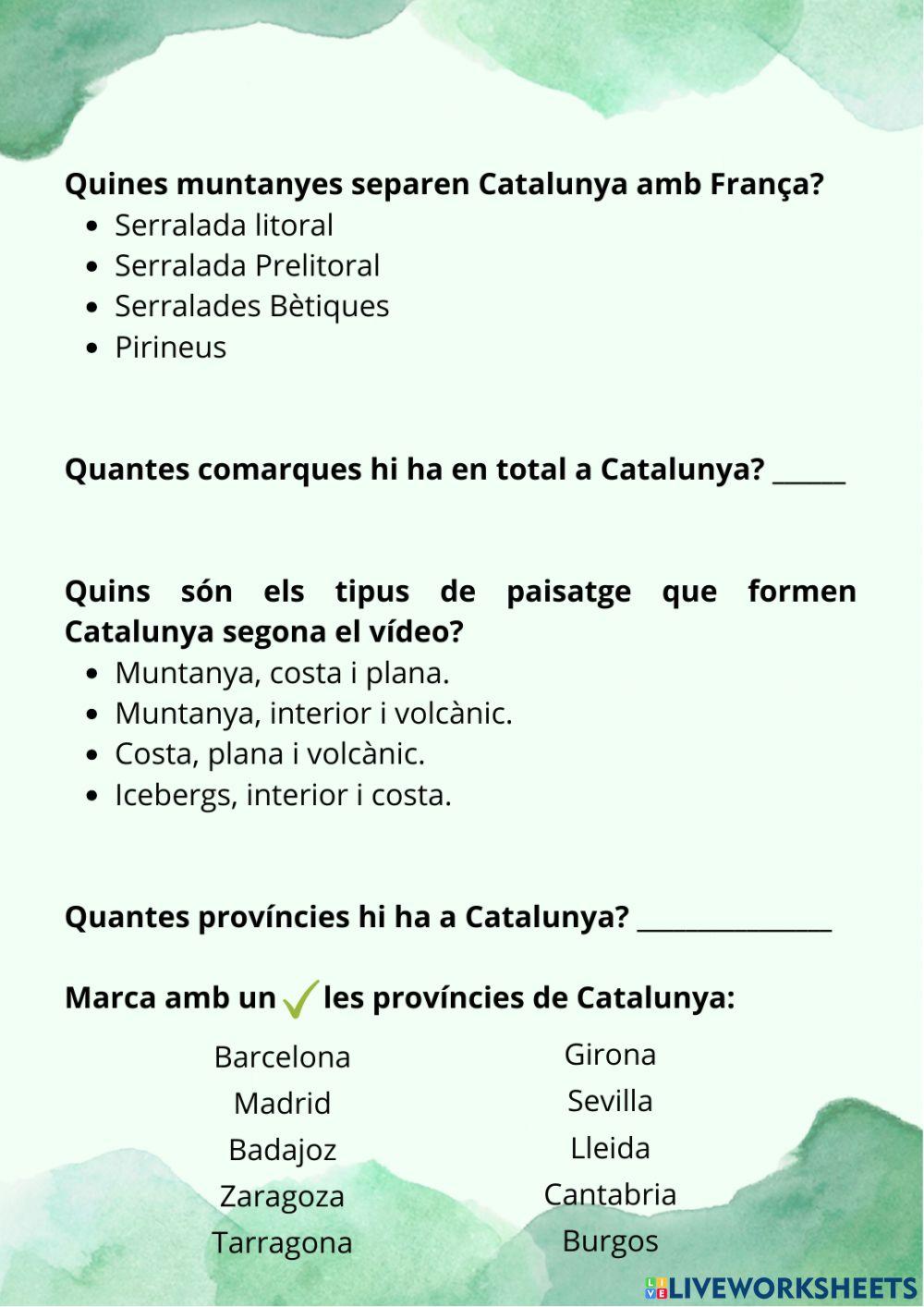 El relleu de Catalunya comprensió oral