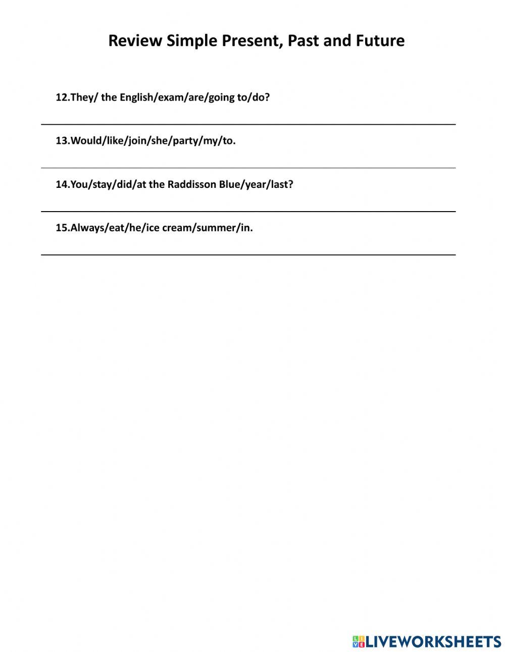 Review on Simple present, past and future