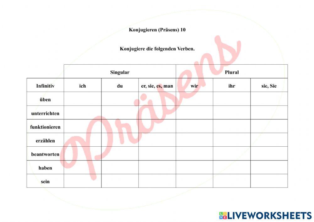 Konjugieren (Präsens) 10