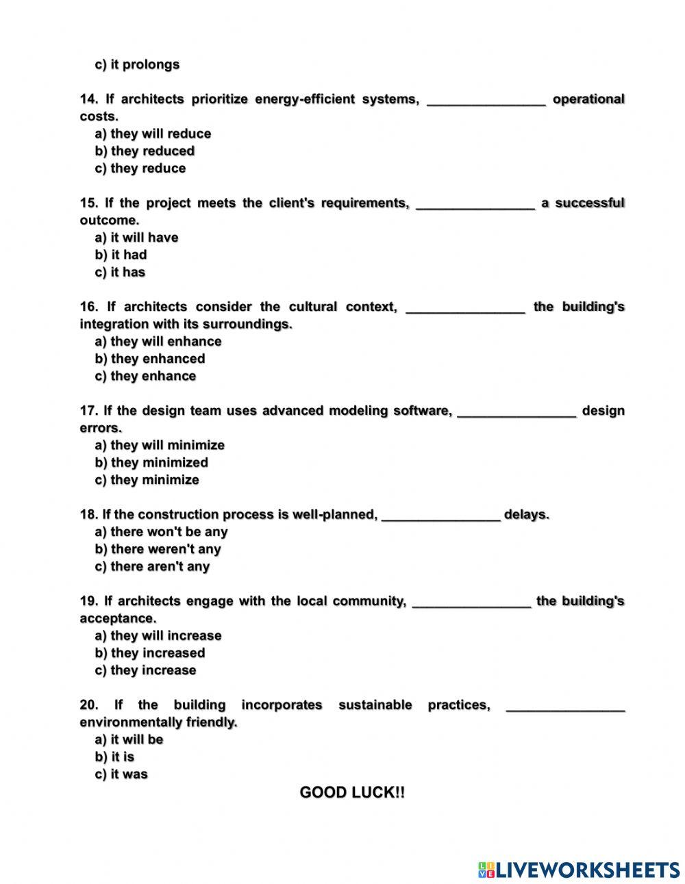 1st Conditional Test within Architecture