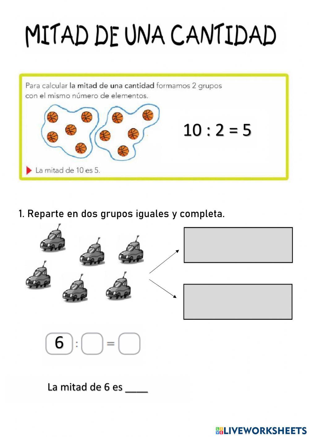 Mitad de una cantidad