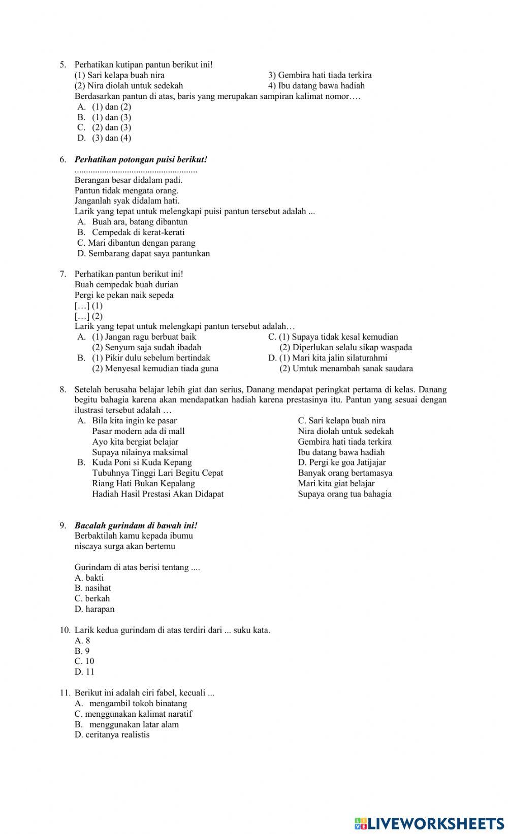 Soal uas bahasa indonesia 7