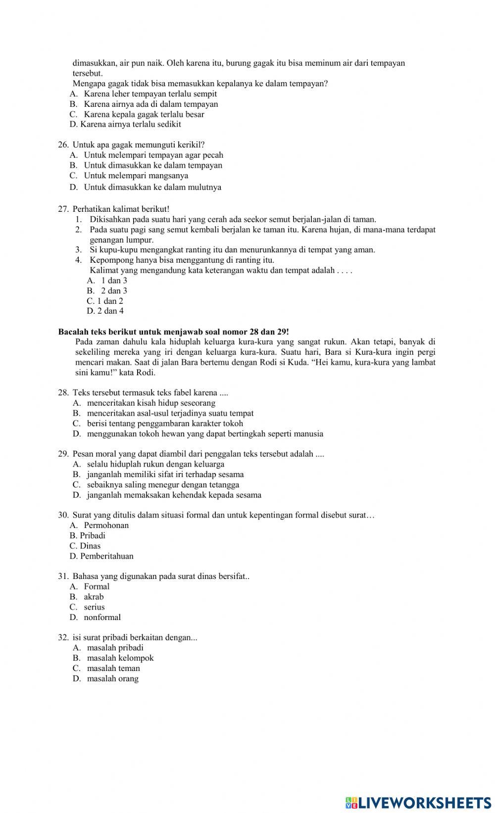 Soal uas bahasa indonesia 7