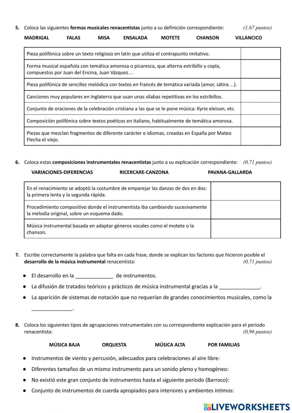 Examen Música del Renacimiento (contextos) Examen Música del Renacimiento (contextos)