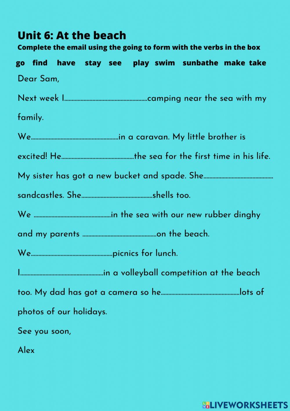 Unit 6: At the beach. Going to