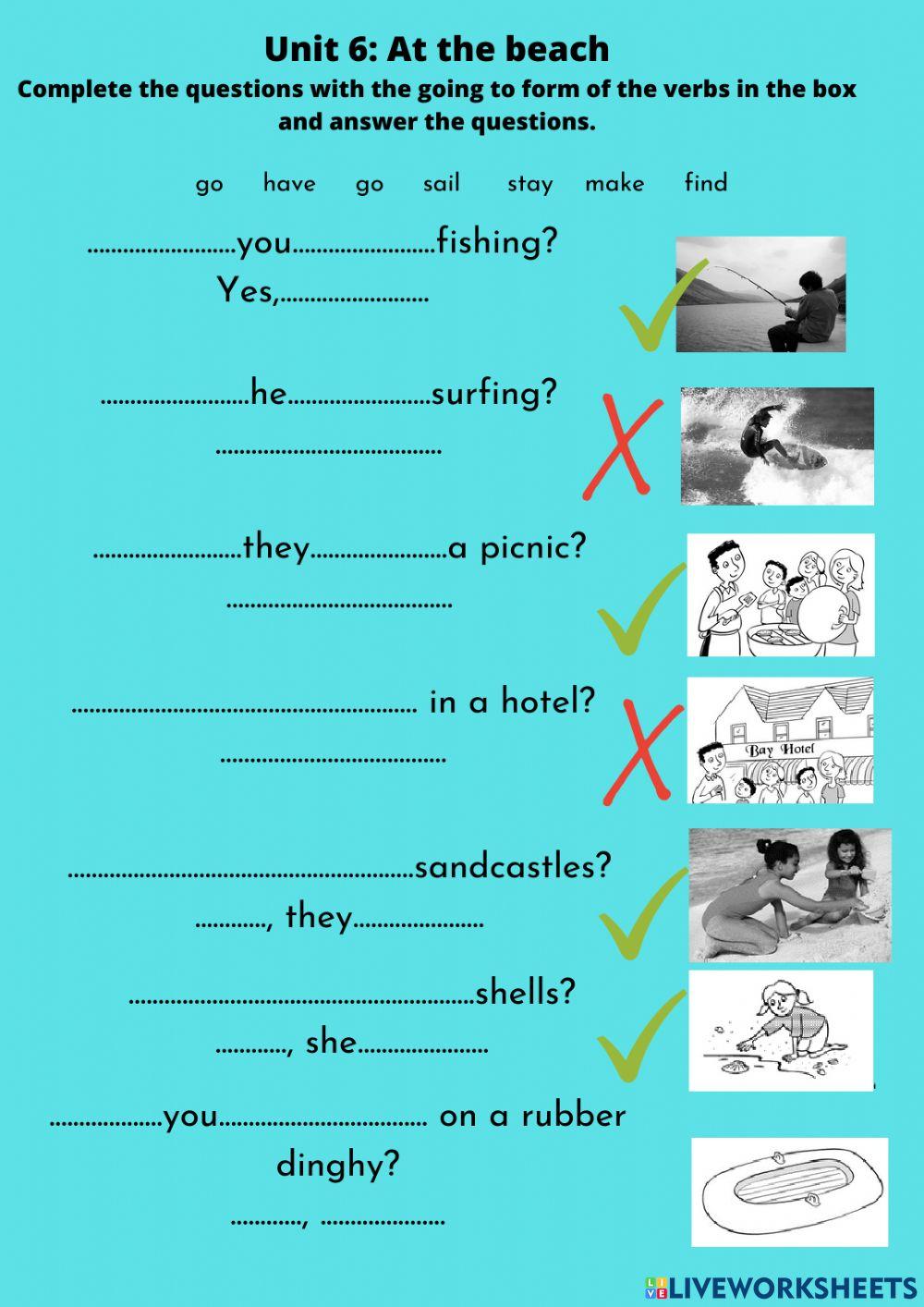 Unit 6: At the beach going to questions