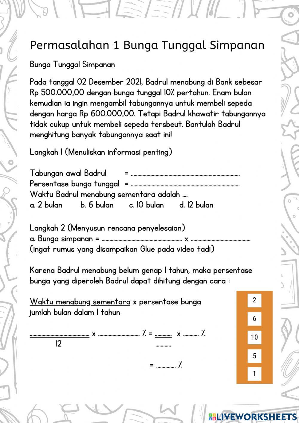 LKPD Aritmatika Sosial (Bunga Tunggal) PPL 2