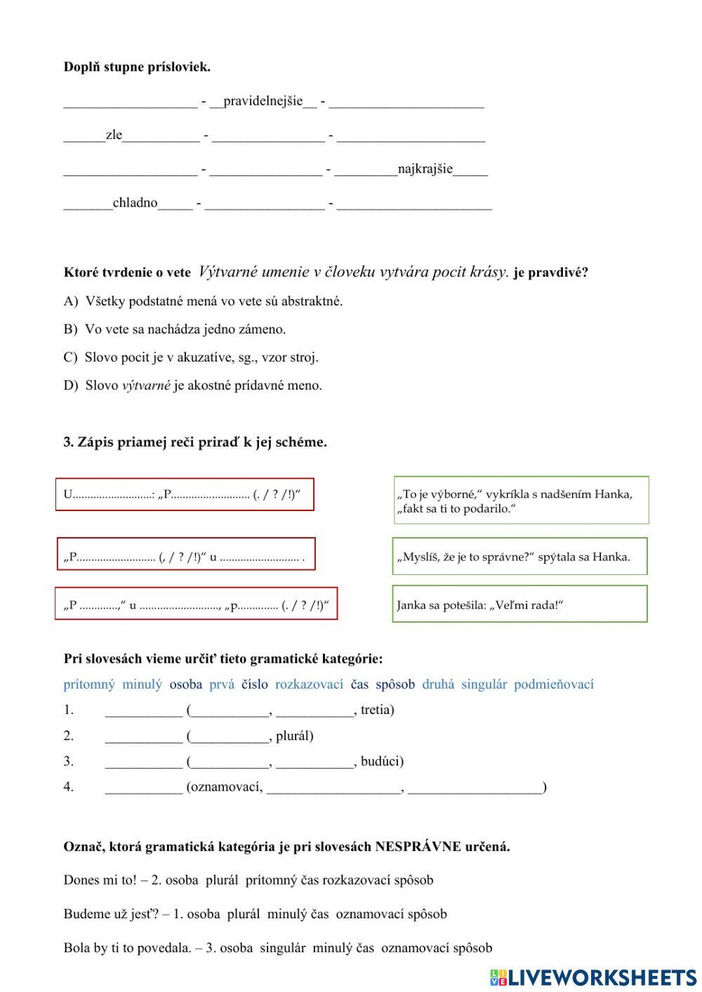 Opakovanie učiva 6. ročníka