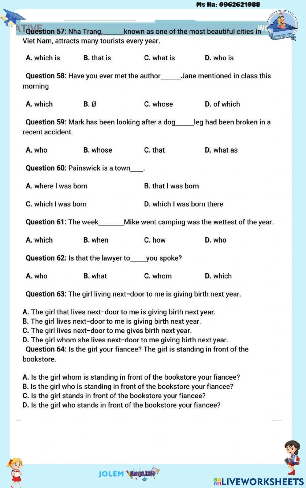 Menh de quan he -phan trac nghiem