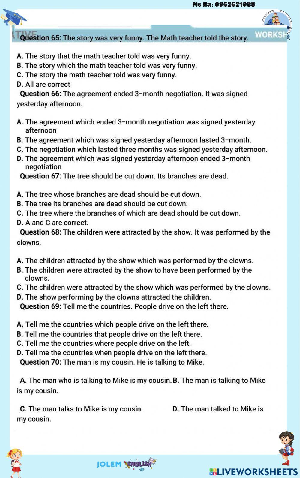 Menh de quan he -phan trac nghiem