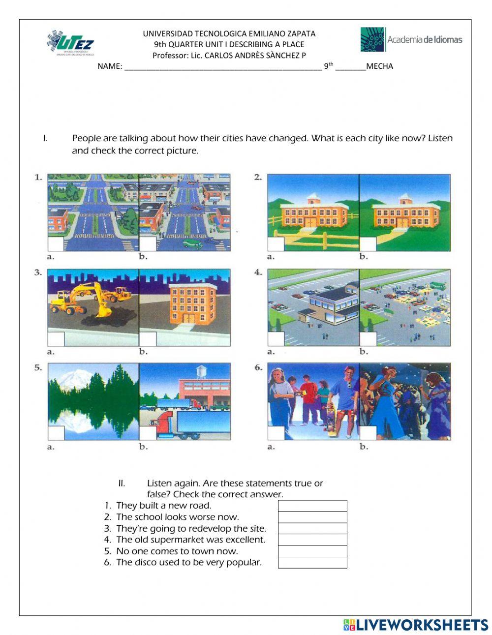 Listening describing a place