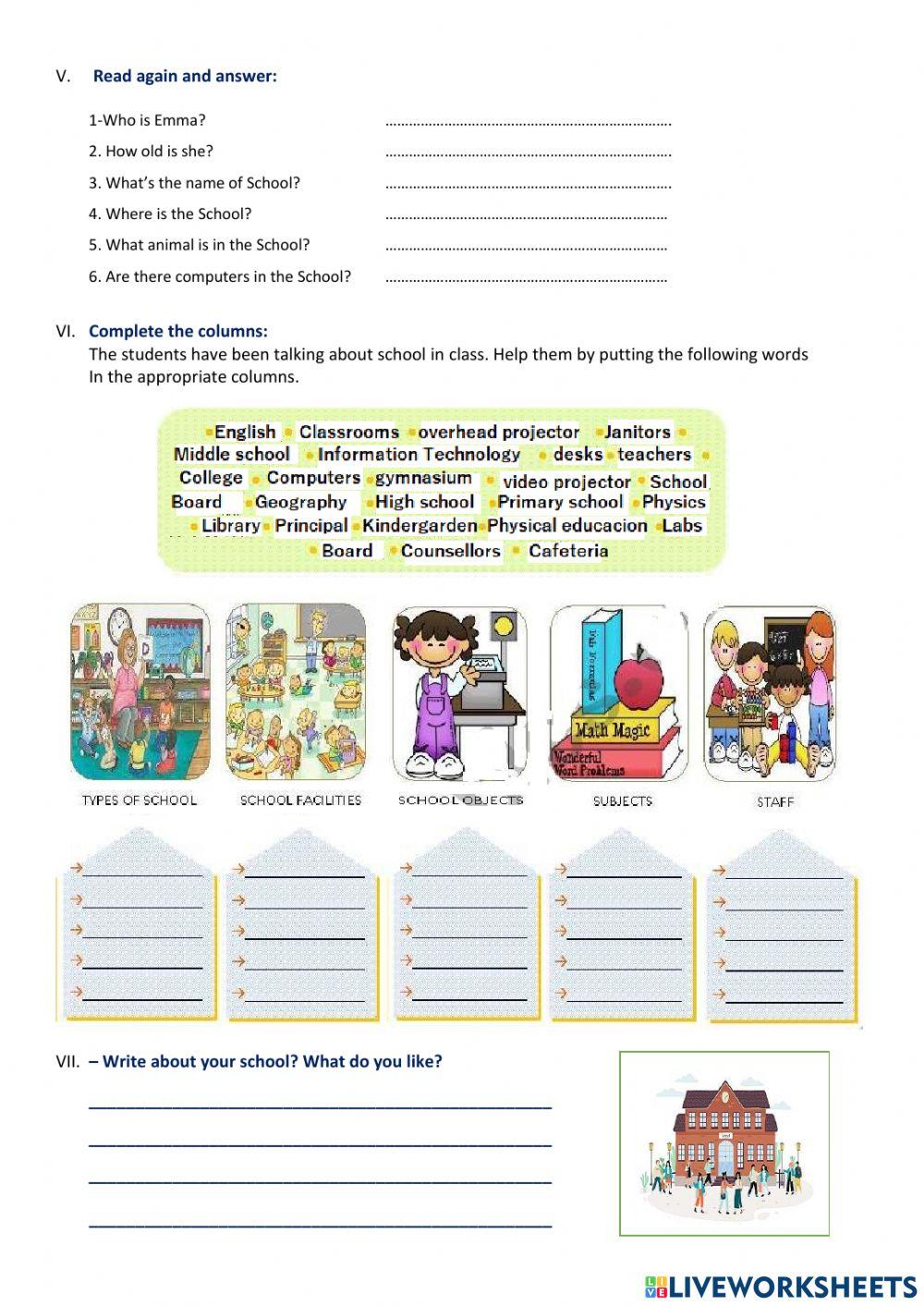 READING ABOUT OUR SCHOOL