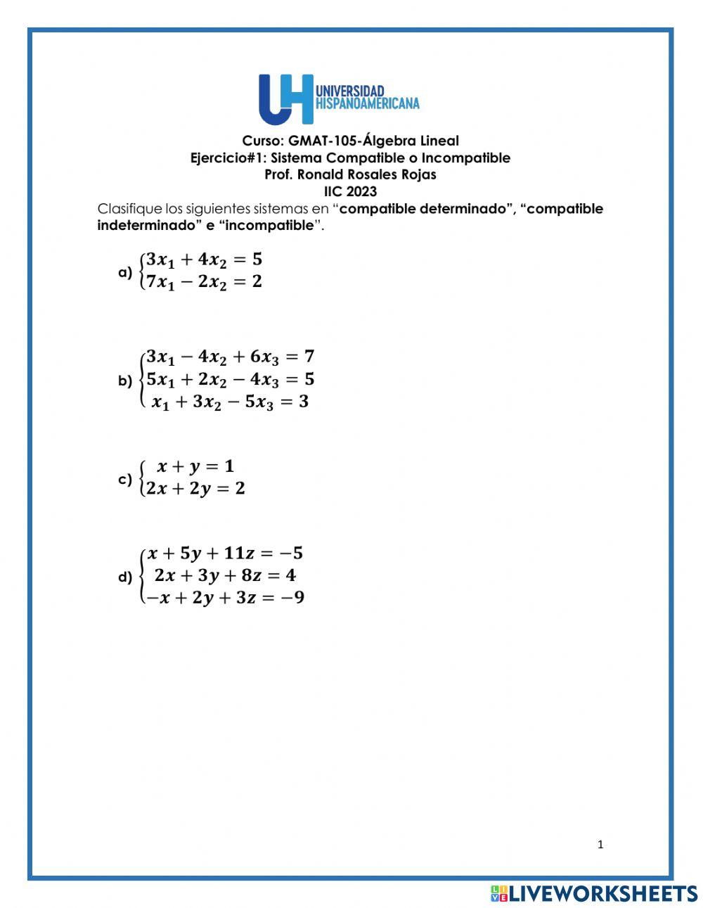 Sistema compatibles e incompatibles
