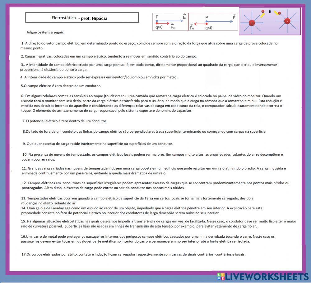 Eletrostática - pontos teóricos