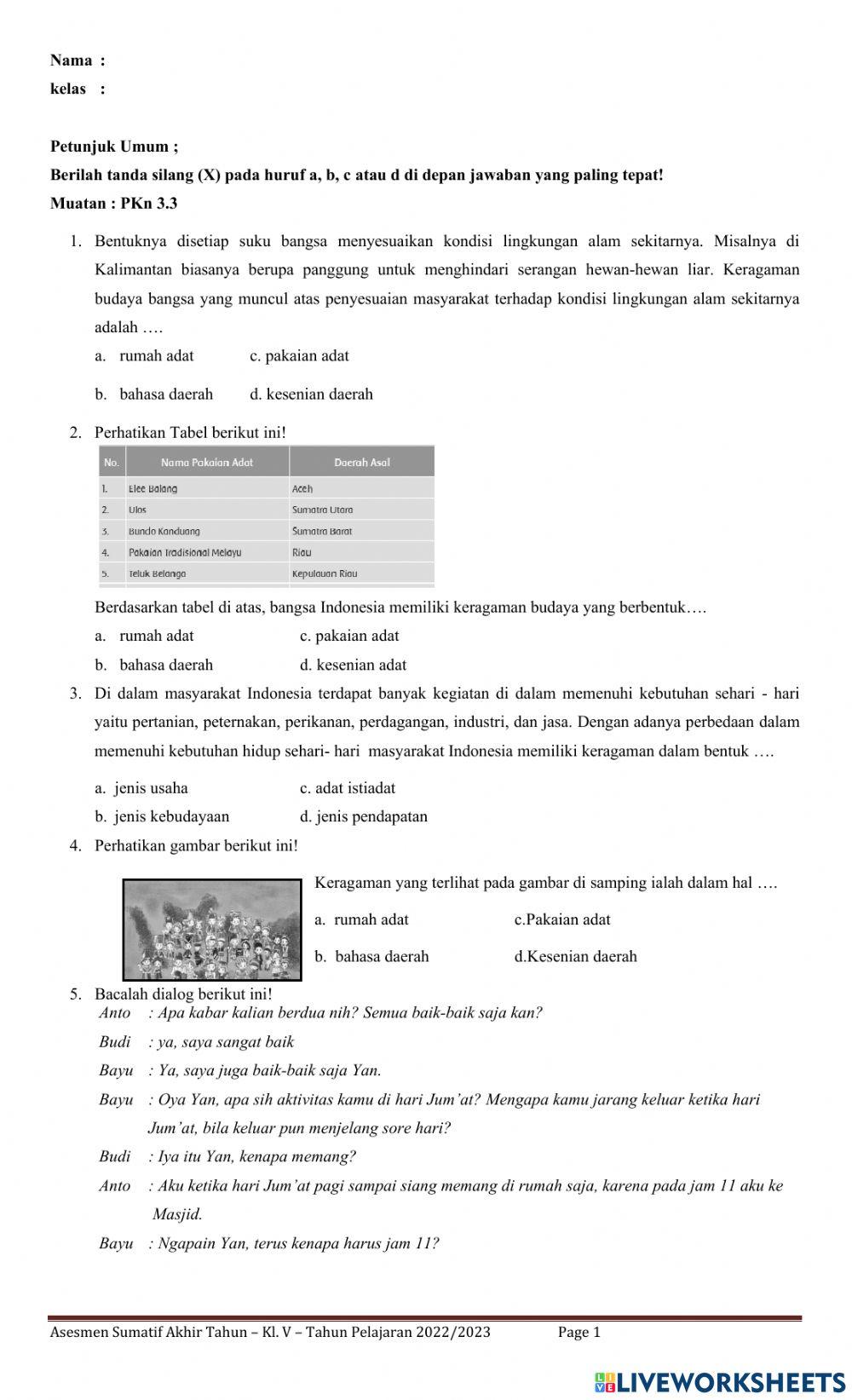 Tema 8 paket 1 kelas 5