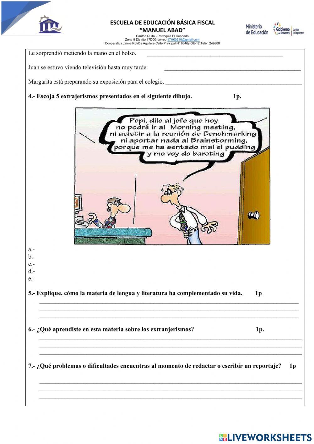Evaluación del segundo quimestre