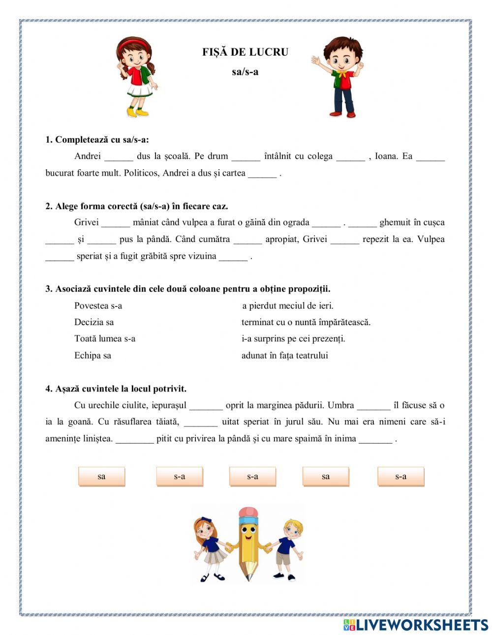 Să scriem corect! (sa, s-a)