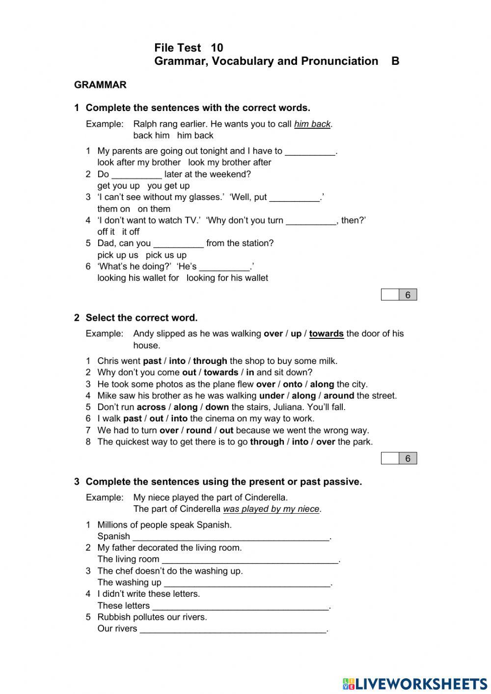 NEF PRE-INT - Test 9B - V, G & P