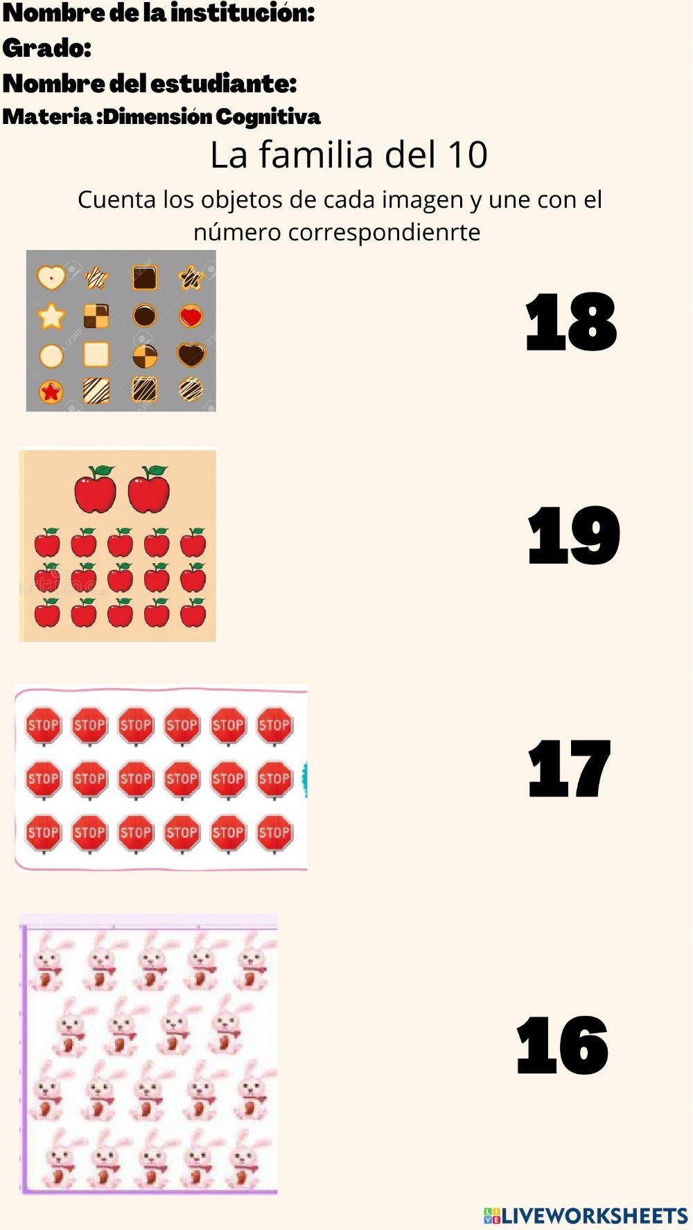 Los números del 1 al 19