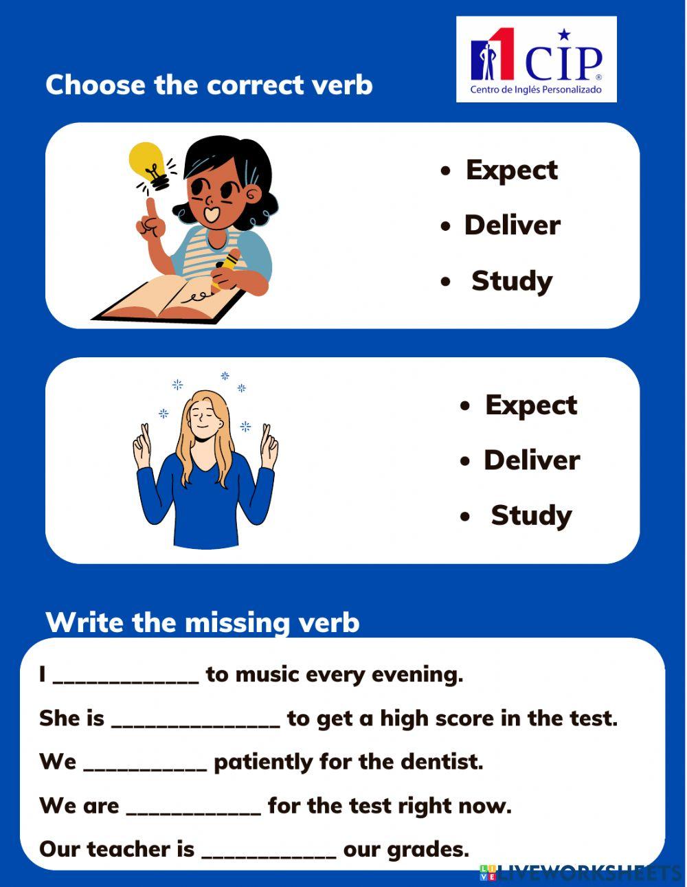 Kids verbs exam week 5